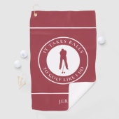 Golf Balls Humor Golfer Sports Pun Monogram Red Golfhanddoek (Insitu)