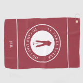 Golf Balls Humor Golfer Sports Pun Monogram Red Golfhanddoek (Horizontaal)