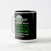 Golf Balls Humor Tweekleurige Koffiemok (Voorkant links)