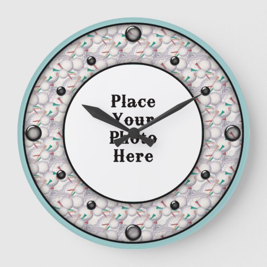 Golf Balls Lijst je fotowandklok Grote Klok (Voorkant)