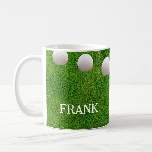 Golf Balls on Freshly Cut Grass Personalized Koffiemok (Links)