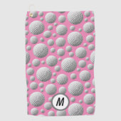Golf Balls Roze Monogram Golfhanddoek (Voorkant)