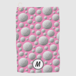 Golf Balls Roze Monogram Golfhanddoek