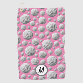 Golf Balls Roze Monogram Golfhanddoek