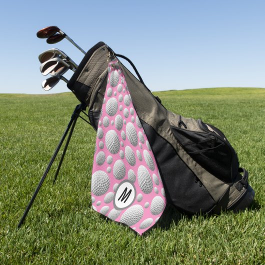 Golf Balls Roze Monogram Golfhanddoek (Groen)