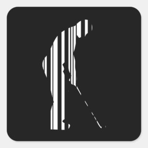 GOLF BAR CODE Golfer Golfing Sports Pattern Design Vierkante Sticker