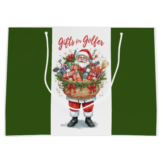Golf Basket and Santa Claus for golfer Groot Cadeauzakje (Voorkant)