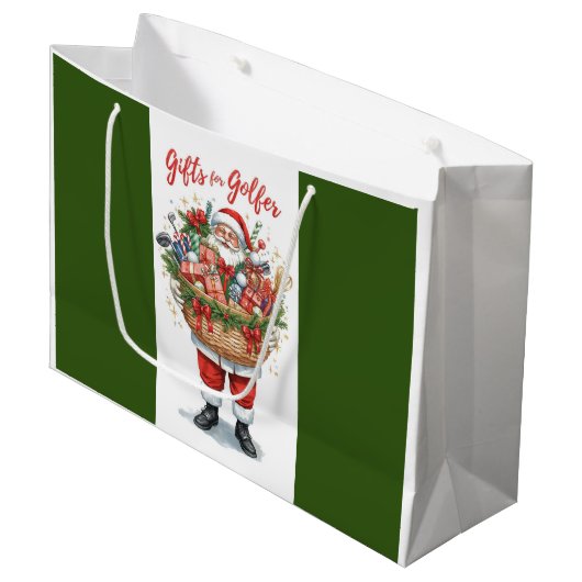 Golf Basket and Santa Claus for golfer Groot Cadeauzakje (Voorkant Gekanteld)