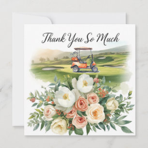 Golf bedank tekst voor golfer met bloemen bedankkaart