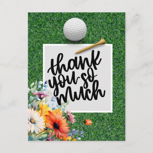 Golf bedankkaart met bloemen briefkaart (Voorkant)