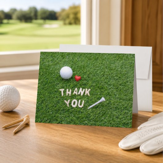 Golf bedankkaart met golfbal en tee
