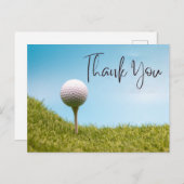 Golf bedankkaart met golfbal op tee  briefkaart (Voorkant / Achterkant)