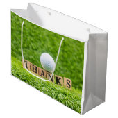 Golf Bedankkaart met golfbal op tee Groot Cadeauzakje (Voorkant Gekanteld)