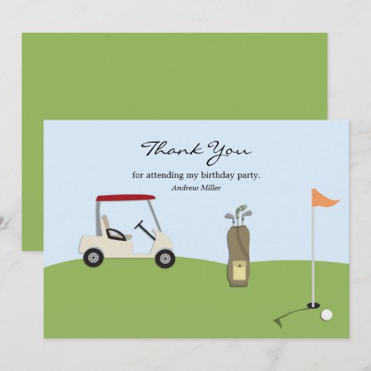 Golf Bedankt Flat Kaart (Voorkant / Achterkant)