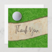 Golf bedankt je kaart met golfbal op groen gras (Voorkant / Achterkant)