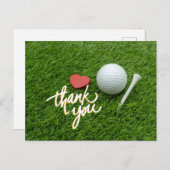 Golf bedankt je kaart met golfbal t-shirt met lief (Voorkant / Achterkant)