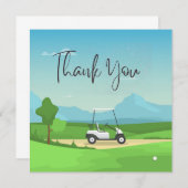 Golf bedankt je kaart met golfkarretje op groen (Voorkant / Achterkant)