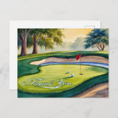 Golf Bedankt kaart waterverf stijl golfvlag (Voorkant / Achterkant)