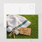 Golf bedankt met bal op groen gras briefkaart (Voorkant / Achterkant)