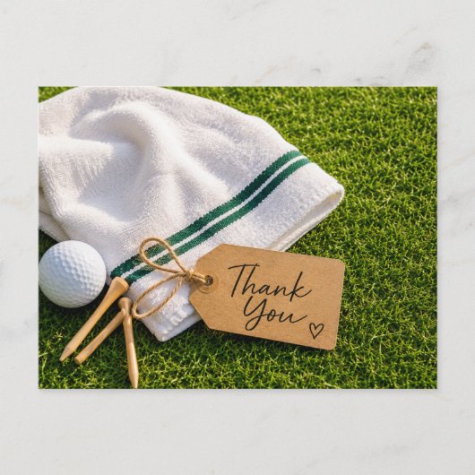 Golf bedankt met bal op groen gras briefkaart (Voorkant)