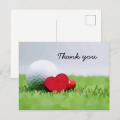 Golf Bedankt met golfbal en liefdeshart Briefkaart (Voorkant / Achterkant)