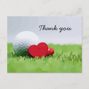 Golf Bedankt met golfbal en liefdeshart Briefkaart