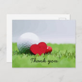 Golf Bedankt met golfbal en liefdeshart Briefkaart (Voorkant / Achterkant)