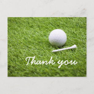 Golf Bedankt met golfbal en t-shirt op groen Briefkaart