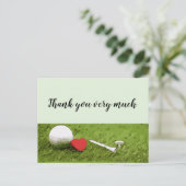 Golf Bedankt met liefde op groen gras Briefkaart (Staand voorkant)