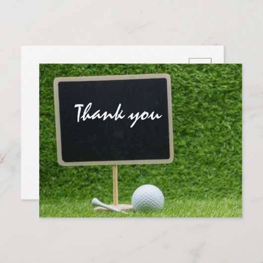 Golf Bedankt op het bord met golfbal Briefkaart (Voorkant / Achterkant)