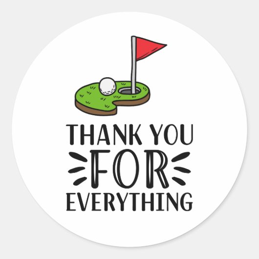 Golf Bedankt voor alles Ronde Sticker (Voorkant)