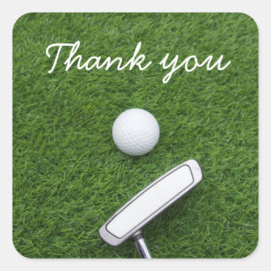 Golf bedankt voor golf en rotter op groen vierkante sticker