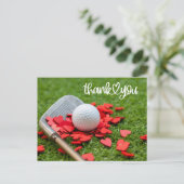 Golf Bedankt voor je liefde rood hart op groene go Briefkaart (Staand voorkant)