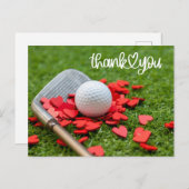Golf Bedankt voor je liefde rood hart op groene go Briefkaart (Voorkant / Achterkant)