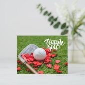 Golf Bedankt voor je liefde rood hart op groene go Briefkaart (Staand voorkant)
