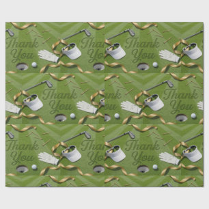 Golf bedankt woord op putting green cadeaupapier