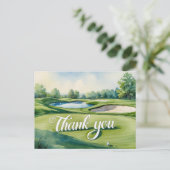 Golf bedanktekst op putting green briefkaart (Staand voorkant)