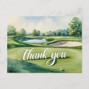 Golf bedanktekst op putting green briefkaart