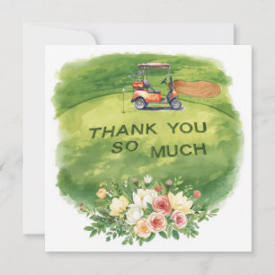 Golf bedanktekst voor golfer met bloemen bedankkaart
