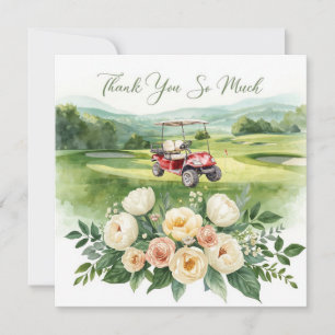 Golf bedanktekst voor golfer met bloemen bedankkaart