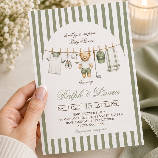 Golf Beer Waslijn Baby Shower Kaart