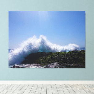 Golf bereikt de lucht Kustrotsen Fotografie Canvas Afdruk