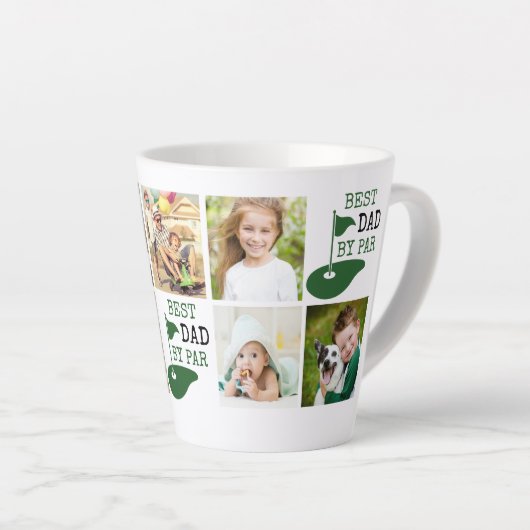Golf BESTE DAD VAN PAR 7 Foto Collage Latte Mok (Rechterhoek)