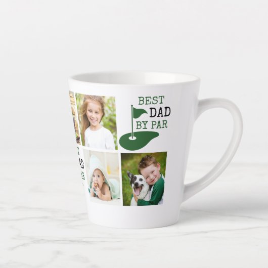 Golf BESTE DAD VAN PAR 7 Foto Collage Latte Mok (Rechts)