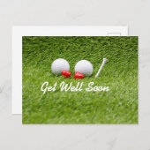 Golf Beterschap golfballen en tee met liefde Briefkaart (Voorkant / Achterkant)