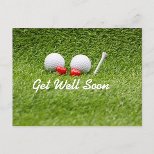 Golf Beterschap golfballen en tee met liefde Briefkaart (Voorkant)