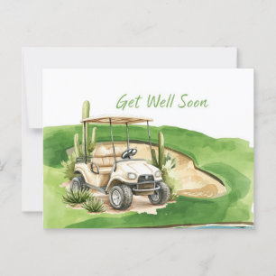Golf Beterschap met Golfkar op het groen Briefkaart