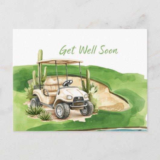 Golf Beterschap met Golfkar op het groen Briefkaart (Voorkant)
