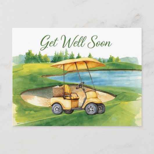 Golf Beterschap met Golfkar op het groen Briefkaart (Voorkant)