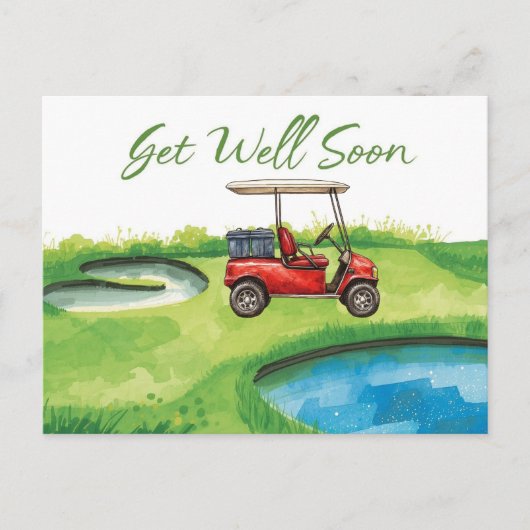 Golf Beterschap met Golfkar op het groen Briefkaart (Voorkant)